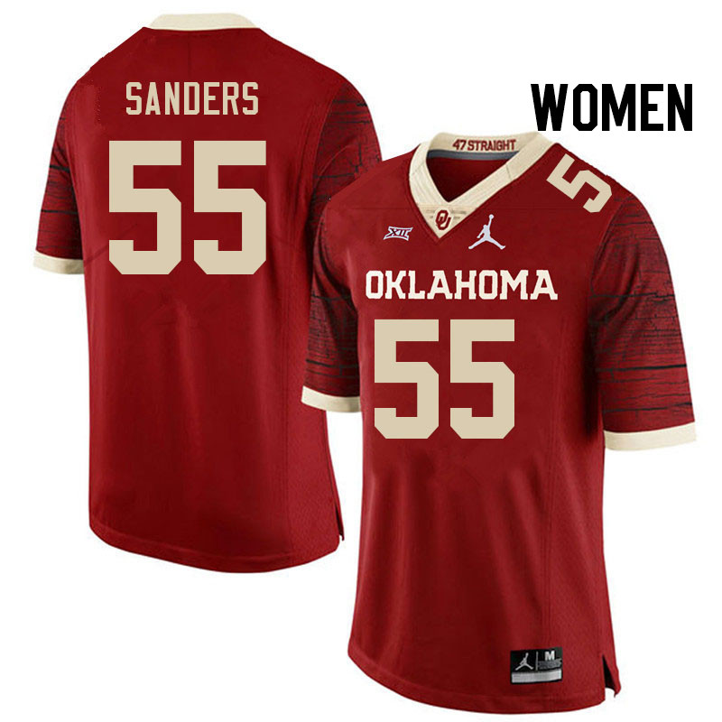 Women #55 Ashton Sanders Oklahoma Sooners College Football Jerseys Stitched-Retro